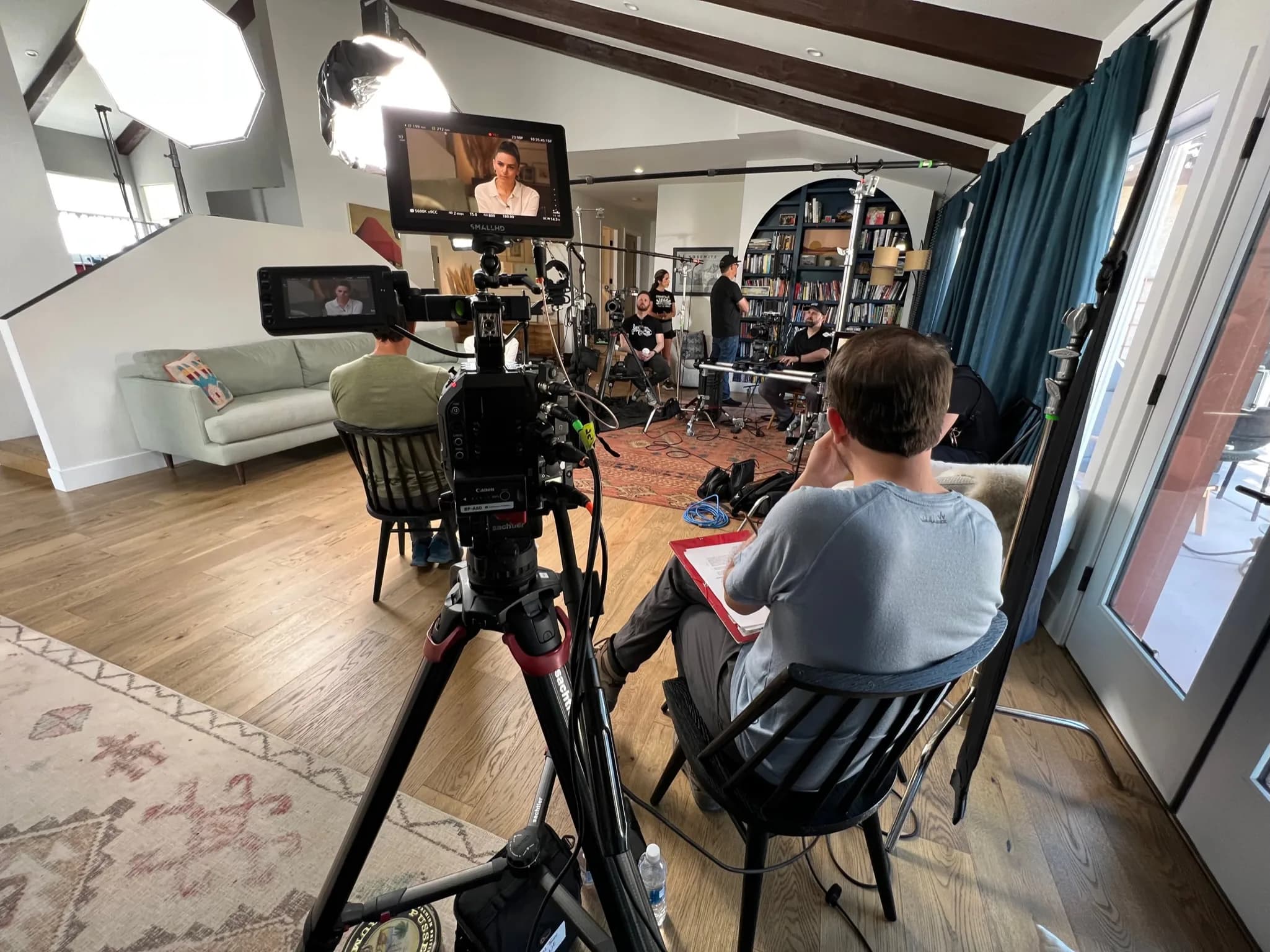 Production crew lighting setup on location in Las Vegas