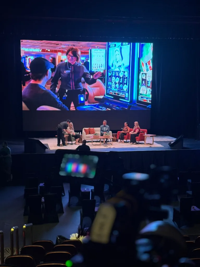 Camera and audio rig in a Las Vegas convention hotel